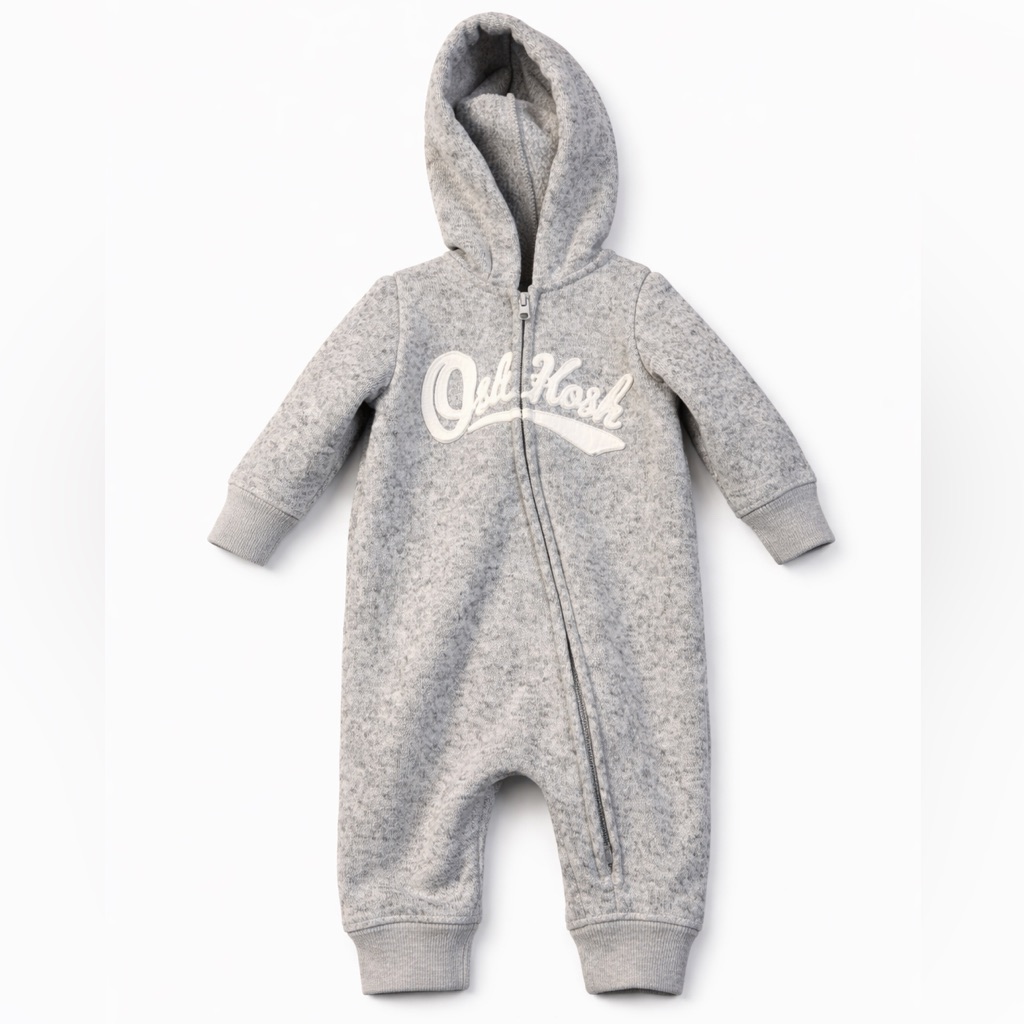 Oshkosh B'gosh Light Gray Hooded Baby One-Piece